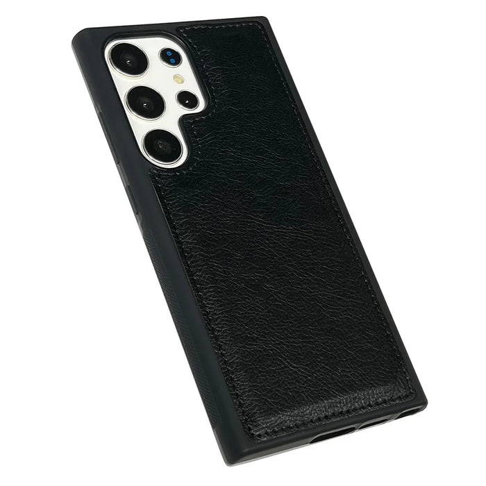 For Samsung Galaxy S23 Ultra Cases Calf Texture PU Leather+TPU Cell Phone Cover - Black - 3