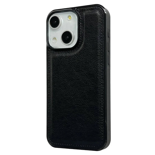 For iPhone 14 Case PU Leather+TPU Back Phone Cover Mobile Spares   - Black - 1