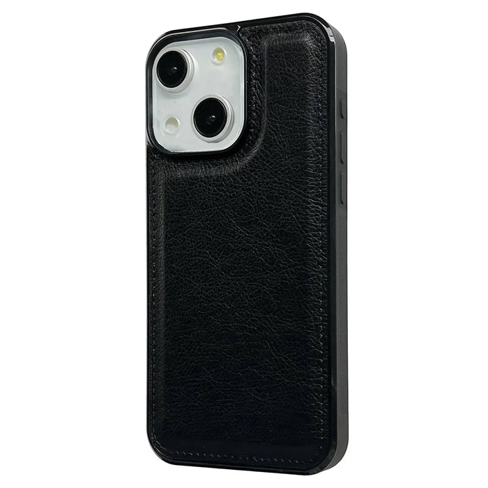 For iPhone 14 Case PU Leather+TPU Back Phone Cover Mobile Spares   - Black - 1