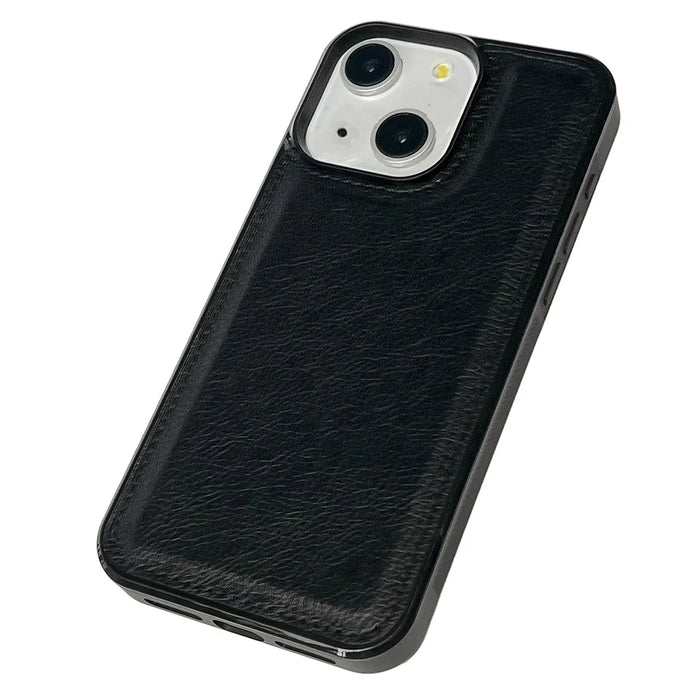 For iPhone 14 Case PU Leather+TPU Back Phone Cover Mobile Spares   - Black - 3