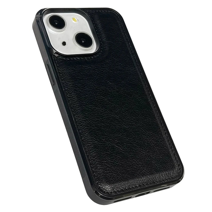 For iPhone 14 Case PU Leather+TPU Back Phone Cover Mobile Spares   - Black - 4