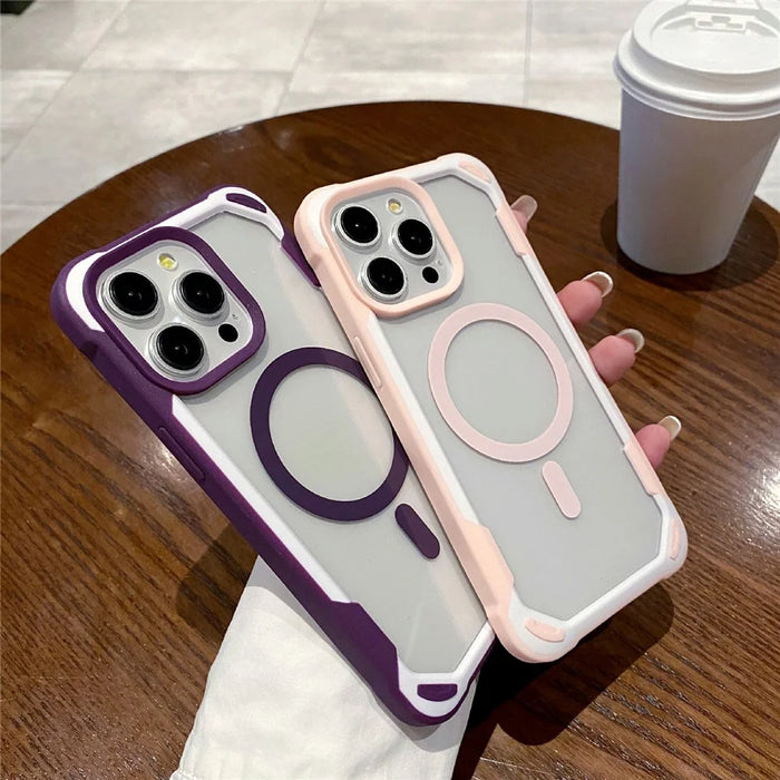 Magnetic Phone Case for iPhone 14 Pro Max Compatible with MagSafe TPU+Acrylic Phone Cover - Pink - 5