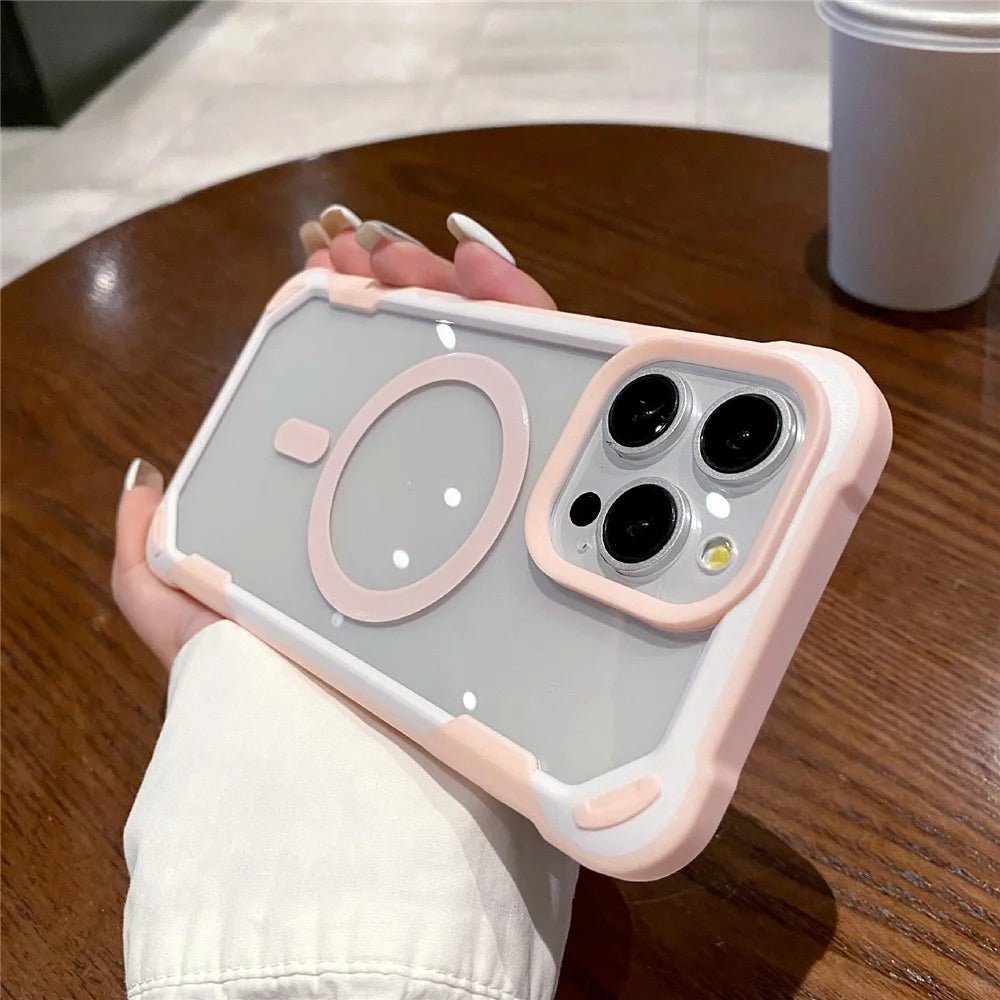 For iPhone 15 Pro   Cases Compatible with MagSafe Dual Color TPU+Acrylic Phone Cover - Pink - 2
