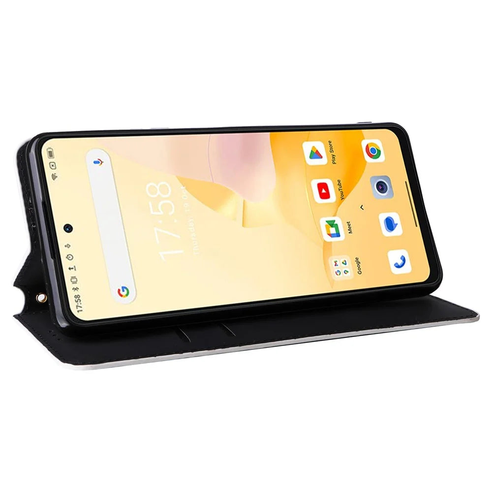 For Blackview Shark 8 / Oscal Tiger 12 Leather Case Rhombus Wallet Stand Flip Phone Cover - Silver - 3