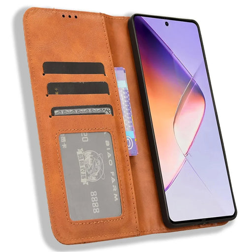 For Infinix Note 40 X6853 Leather Case Magnetic Closing Wallet Phone Cover - Brown - 2