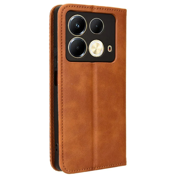 For Infinix Note 40 X6853 Leather Case Magnetic Closing Wallet Phone Cover - Brown - 7