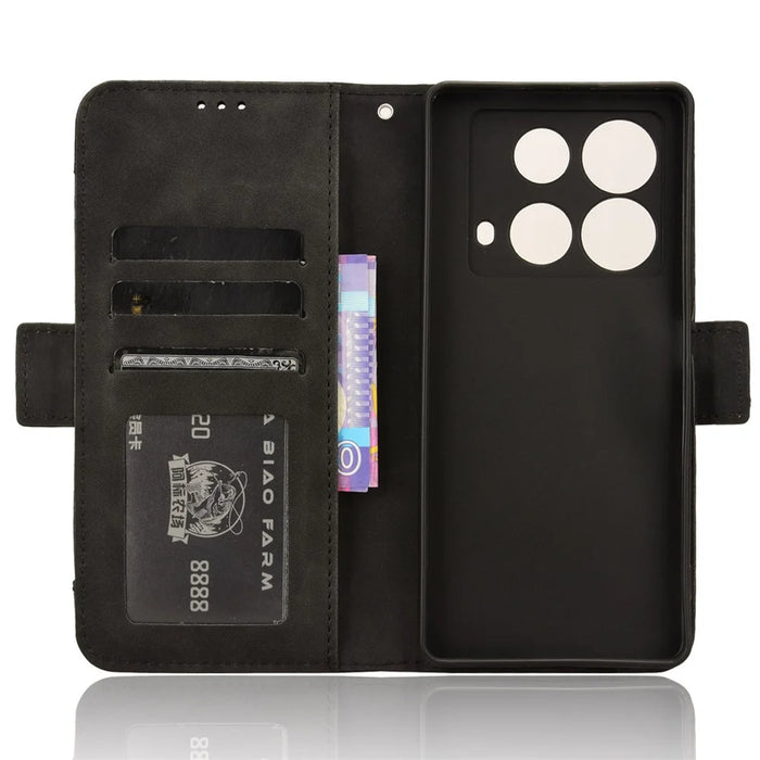 For Infinix Note 40 X6853 Case Shock-Absorbent Leather Phone Shell with Multiple Card Slots - Black - 5