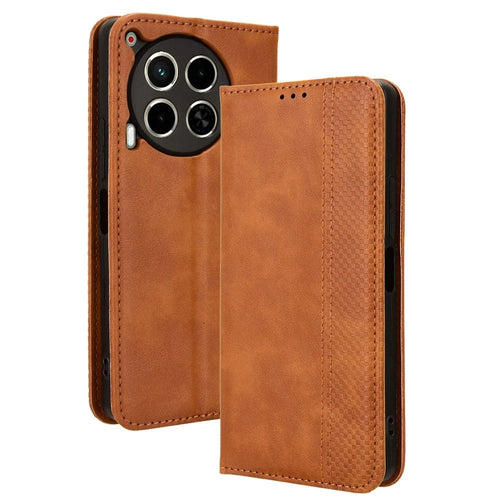 For TECNO Camon 30 4G CL6 / 5G CL7 Case Wallet PU Leather Flip Phone Stand Cover - Brown - 1