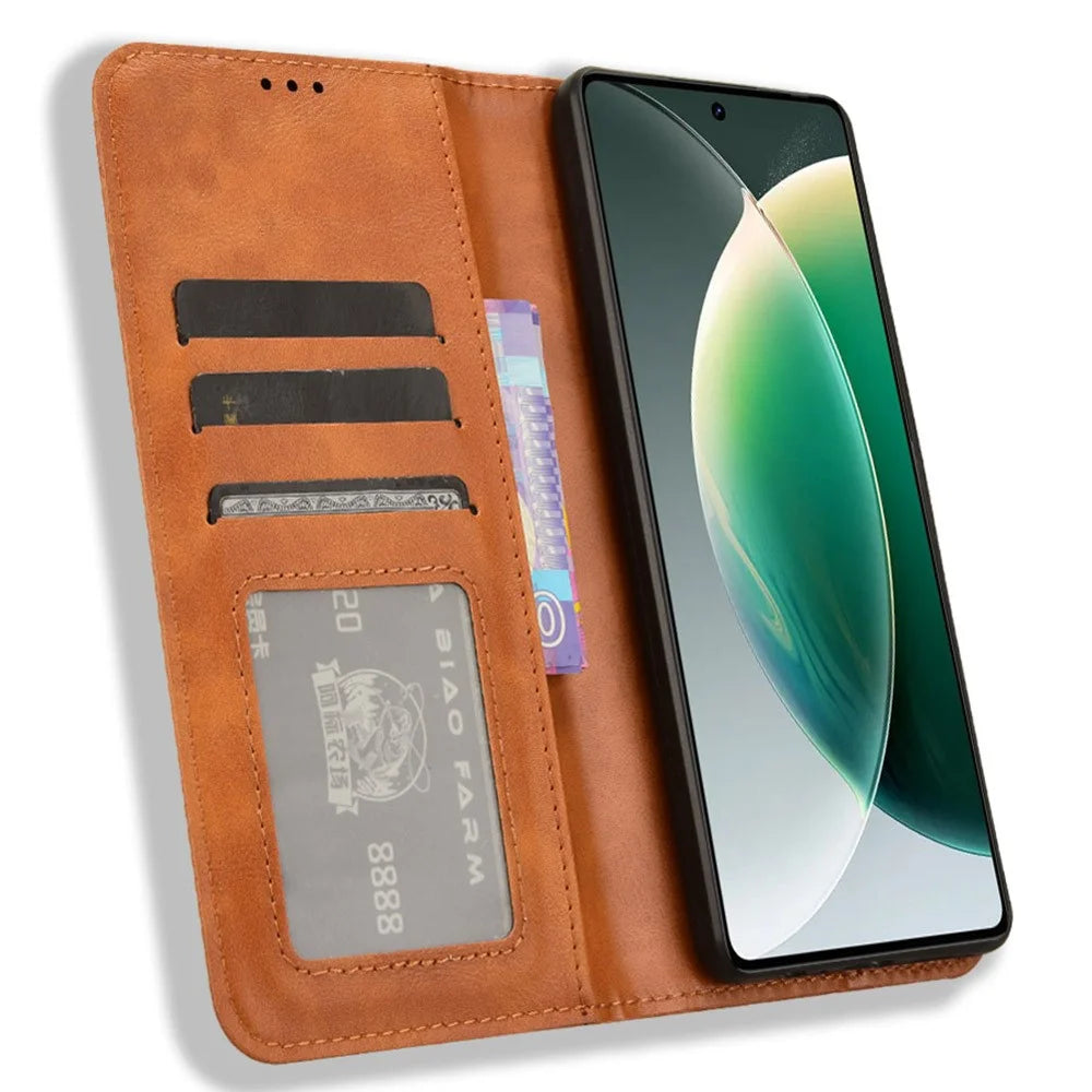 For TECNO Camon 30 4G CL6 / 5G CL7 Case Wallet PU Leather Flip Phone Stand Cover - Brown - 2