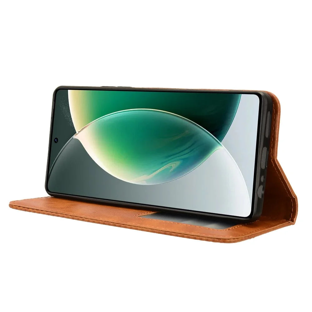 For TECNO Camon 30 4G CL6 / 5G CL7 Case Wallet PU Leather Flip Phone Stand Cover - Brown - 3