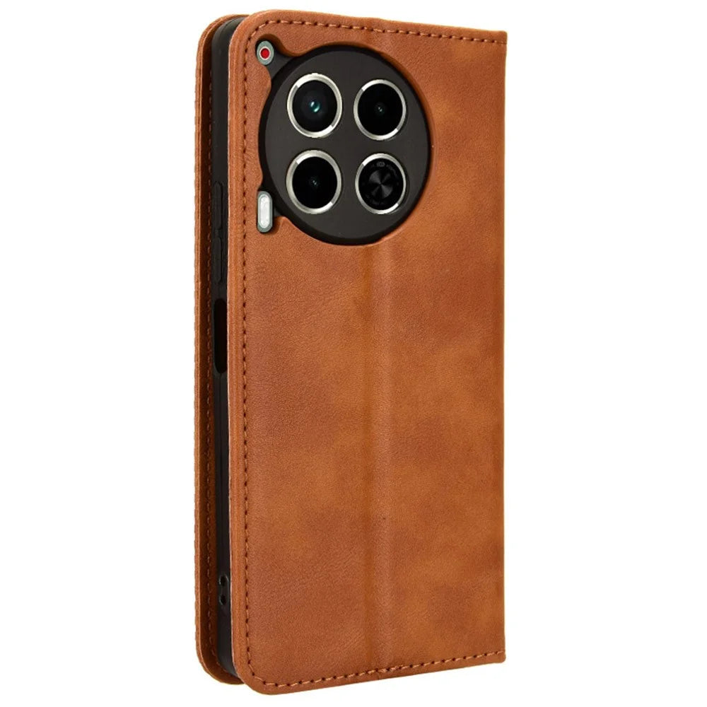 For TECNO Camon 30 4G CL6 / 5G CL7 Case Wallet PU Leather Flip Phone Stand Cover - Brown - 7