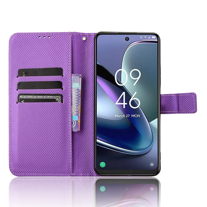 For TCL 50 5G Case Diamond Texture Leather Full Wrapped Phone Cover with Wrist Strap - Purple - 2