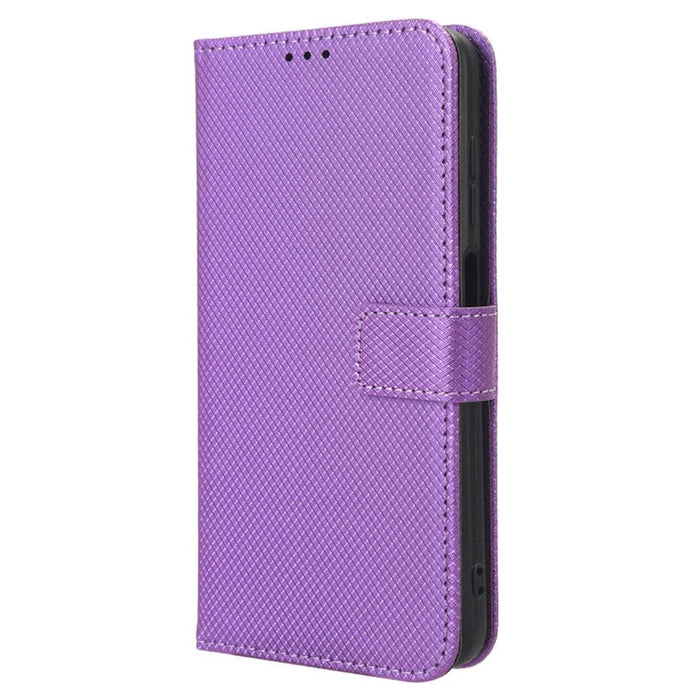 For TCL 50 5G Case Diamond Texture Leather Full Wrapped Phone Cover with Wrist Strap - Purple - 6