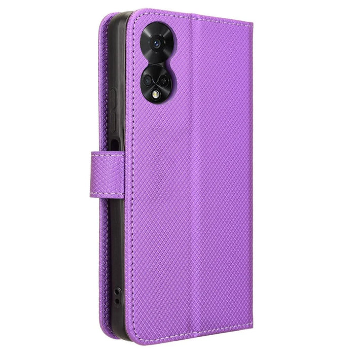 For TCL 50 5G Case Diamond Texture Leather Full Wrapped Phone Cover with Wrist Strap - Purple - 7