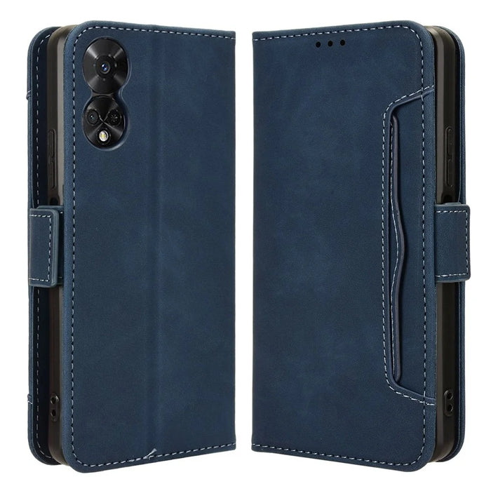 For TCL 50 5G Case Folio Leather Phone Protector Shell with Multiple Card Slots - Blue - 1