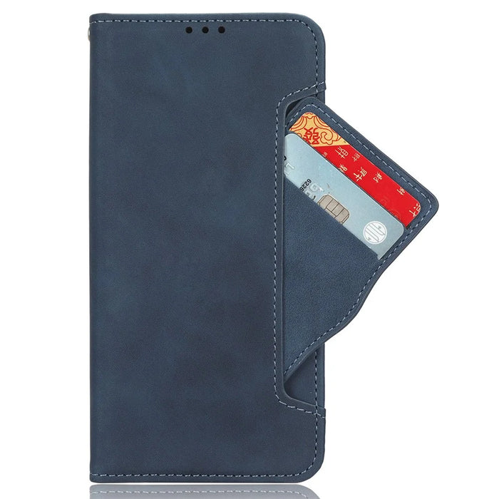 For TCL 50 5G Case Folio Leather Phone Protector Shell with Multiple Card Slots - Blue - 2