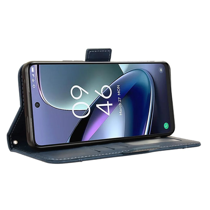 For TCL 50 5G Case Folio Leather Phone Protector Shell with Multiple Card Slots - Blue - 4