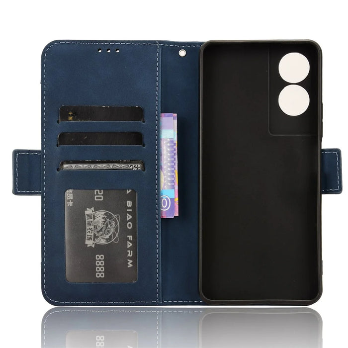 For TCL 50 5G Case Folio Leather Phone Protector Shell with Multiple Card Slots - Blue - 5