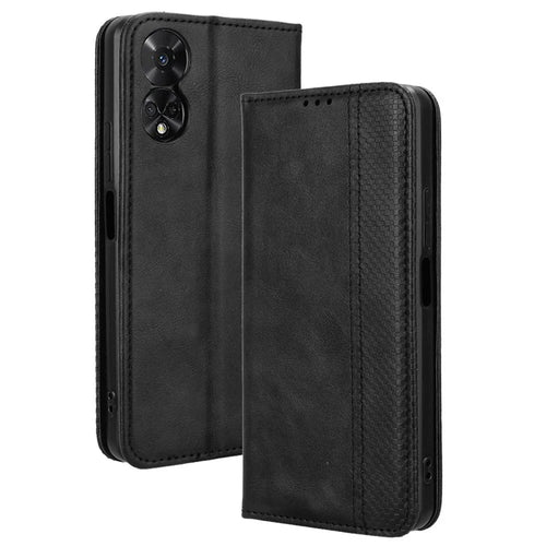 For TCL 50 5G Case Retro Leather Wallet Full Protection Phone Cover Mobile Accessories   - Black - 1