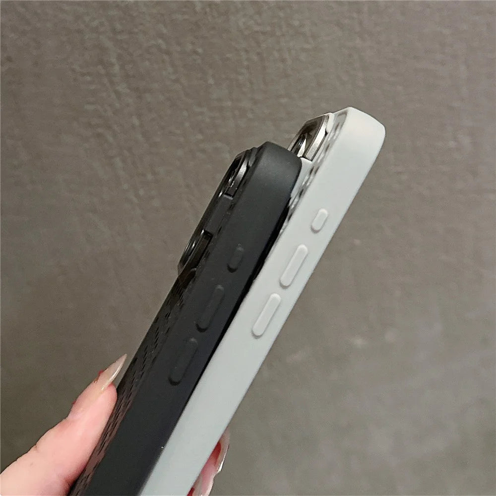 For iPhone 13 Pro 6.1 inch Magnetic Phone Case Breathable TPU+PC Cover with Foldable Lens Kickstand - Grey - 7