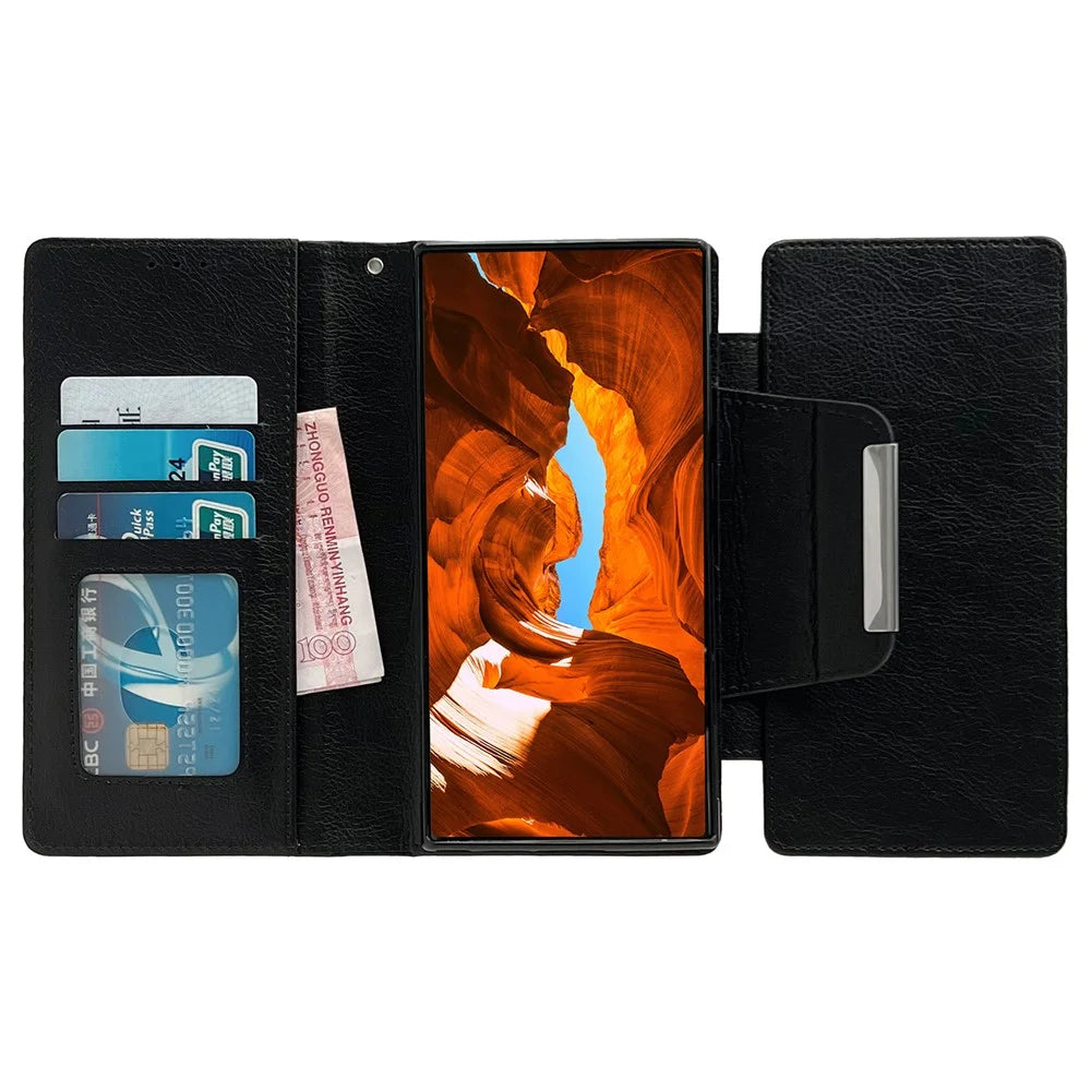 For Google Pixel 9 / Pixel 9 Pro Wallet Case Detachable 2-in-1 Design Leather Phone Stand Cover - Black - 2