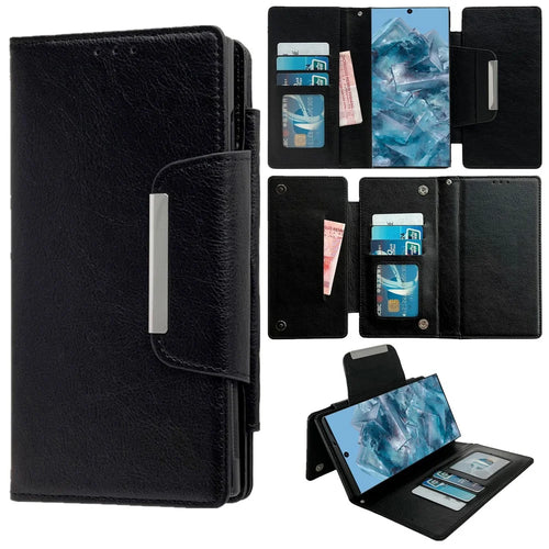 For Google Pixel 9 Pro XL Case Wallet PU Leather Detachable 2-in-1 Design Smart Phone Cover - Black - 1