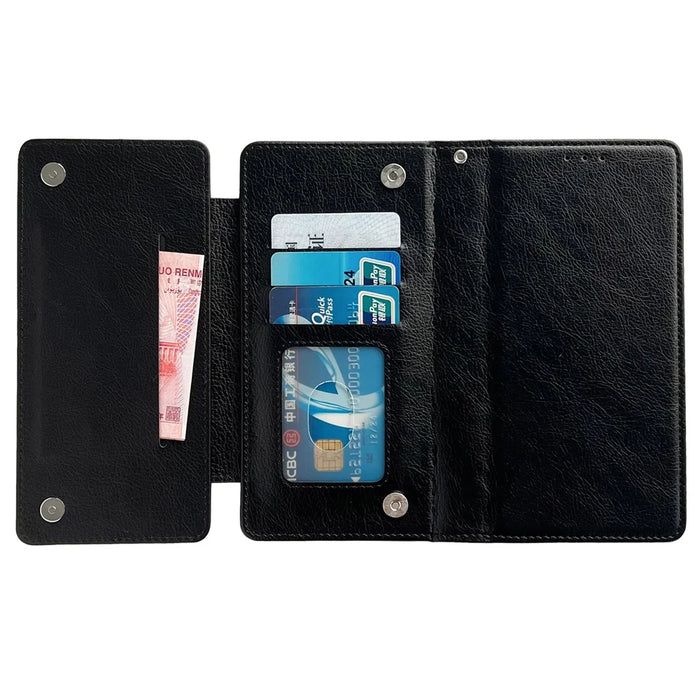 For iPhone 13 Wallet Case Detachable 2-in-1 Shockproof Leather Phone Cover - Black - 3