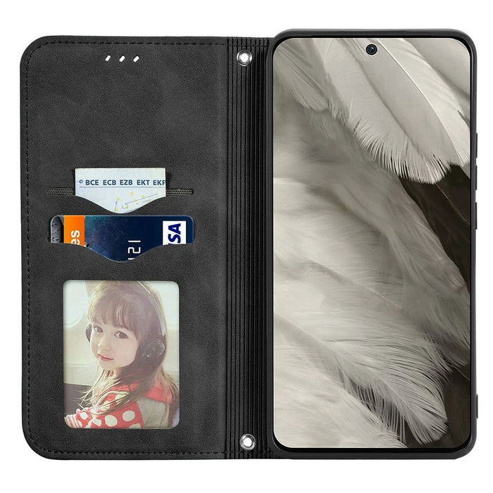 For Google Pixel 8a Book Style Flip Case PU Leather Skin-touch Phone Cover - Black - 2