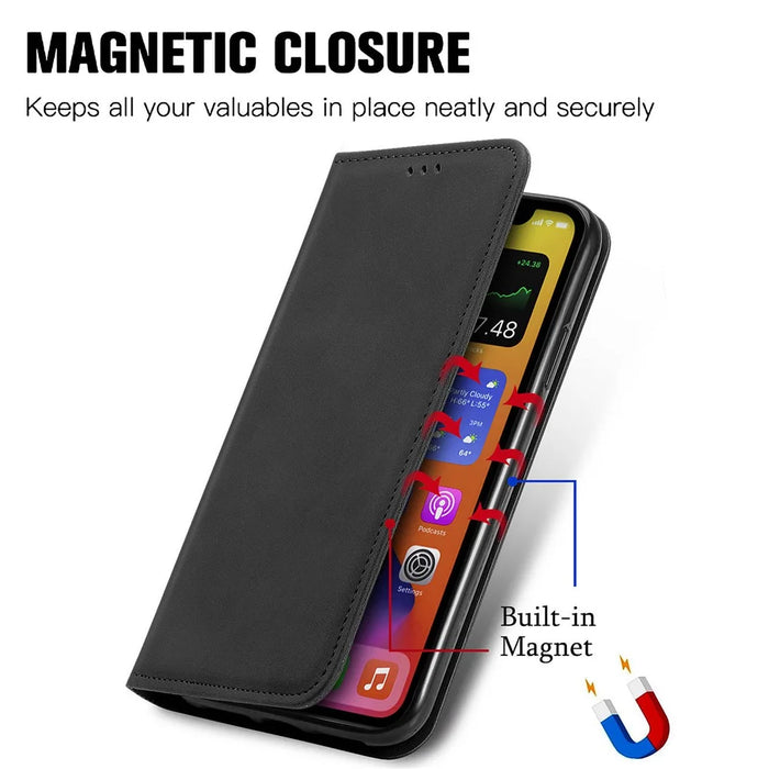 For Google Pixel 8a Book Style Flip Case PU Leather Skin-touch Phone Cover - Black - 4