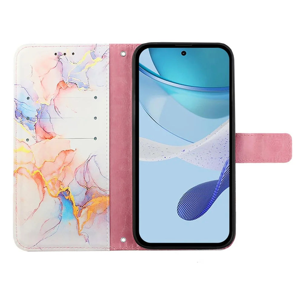 YB Pattern Printing Leather Series-6 For Samsung Galaxy M62 / F62 Case Marble Wallet Flip Crossbody Phone Cover - Milky Way Marble White LS004 - 2