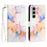 For Samsung Galaxy Z Fold6 5G Case with Strap Marble Pattern Leather Phone Cover Card Holder - Milky Way Marble White LS004 - 1