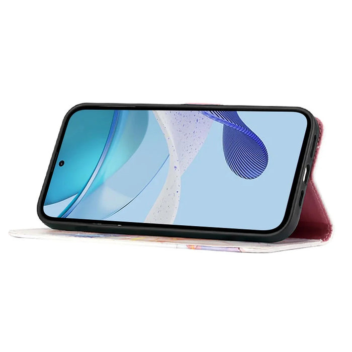 For Samsung Galaxy Z Fold6 5G Case with Strap Marble Pattern Leather Phone Cover Card Holder - Milky Way Marble White LS004 - 3