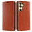 For Samsung Galaxy A35 5G Case Crazy Horse Texture Split Leather Stand Phone Cover - Light Brown - 1
