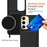 For Samsung Galaxy A55 5G Case Liquid Silicone Card Holder Back Phone Cover with Adjustable Lanyard - Black - 5