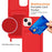 Case for iPhone 15 Plus Shell Liquid Silicone Card Holder Phone Cover with Long Lanyard - Red - 5