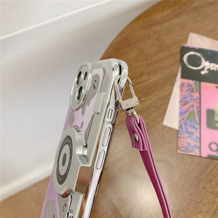 For iPhone 14 Plus Cover Mirror Effect Ghost Camera Design Anti-scratch TPU Phone Case with Strap - 7