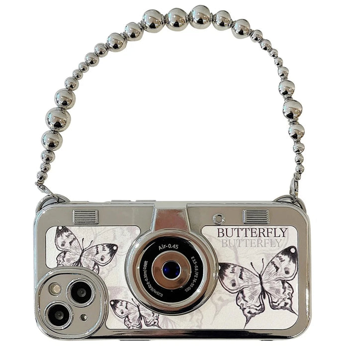 Phone Shell for iPhone 14 TPU Phone Cover Electroplating Camera Shaped Phone Case with Chain - 1