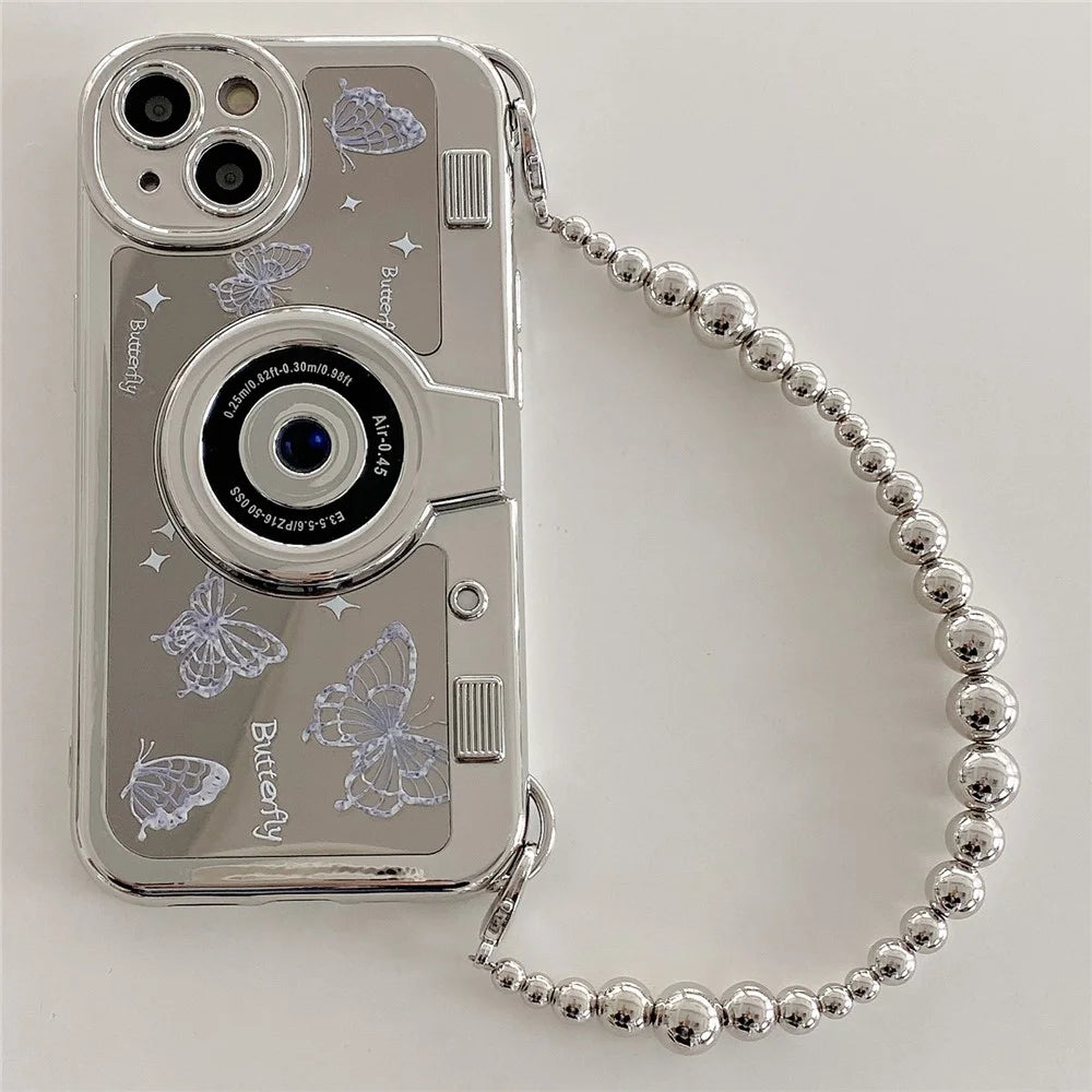 For iPhone 14 Cases Camera Shaped Electroplating TPU Phone Cover Mobile Accessories   - Butterfly - 1