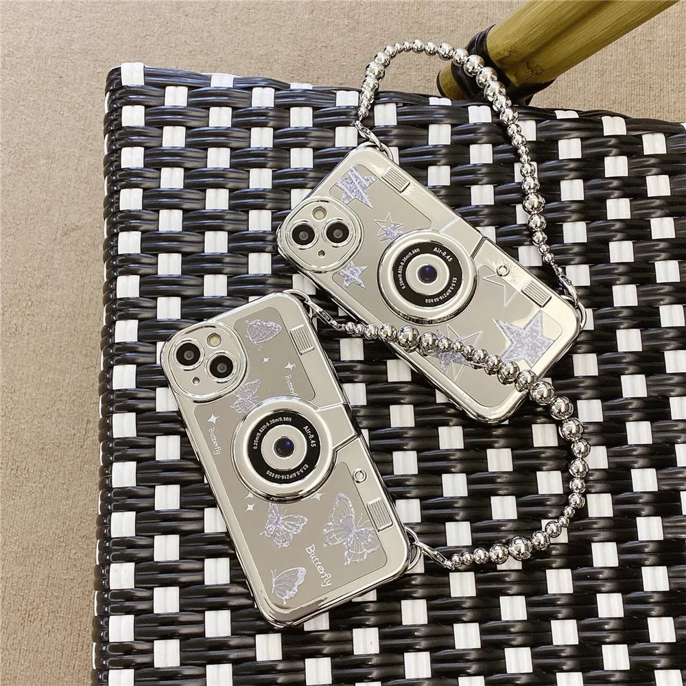 For iPhone 14 Cases Camera Shaped Electroplating TPU Phone Cover Mobile Accessories   - Butterfly - 7