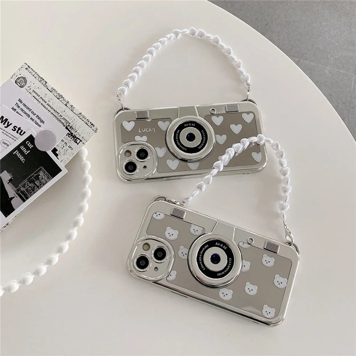 For iPhone 13 Electroplating Cases Camera Shaped TPU Phone Cases   - Bears - 5