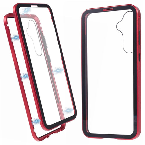 For Samsung Galaxy A15 5G Full Body Case Magnetic Tempered Glass Double-Sided Phone Case - Red - 1