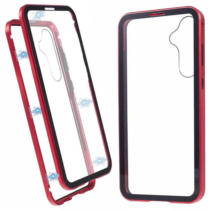 For Samsung Galaxy A15 5G Full Body Case Magnetic Tempered Glass Double-Sided Phone Case - Red - 1