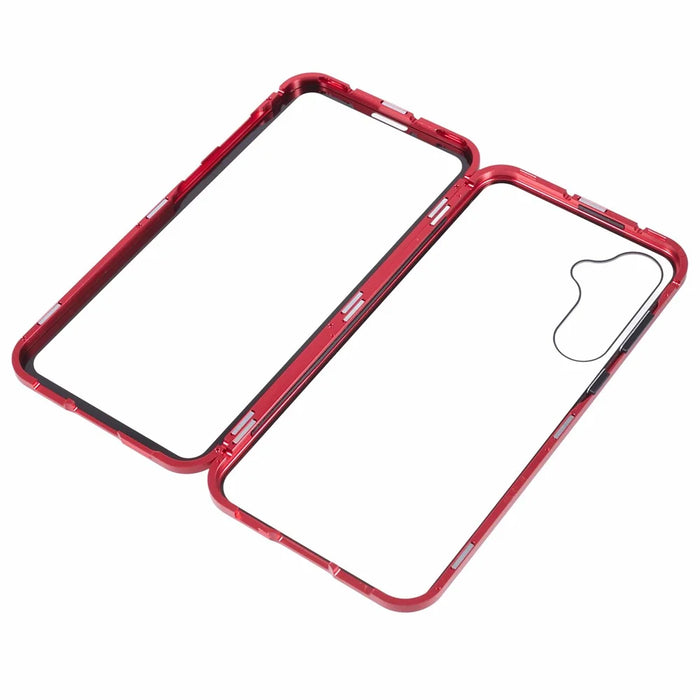 For Samsung Galaxy A15 5G Full Body Case Magnetic Tempered Glass Double-Sided Phone Case - Red - 5