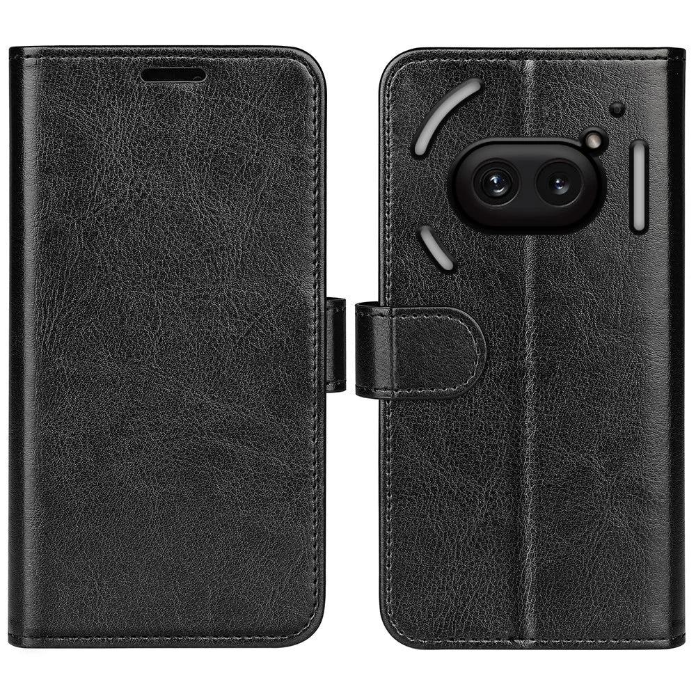 For Nothing Phone (2a) Plus / Phone (2a) Case Crazy Horse Texture PU Leather+TPU Flip Phone Cover - Black - 1