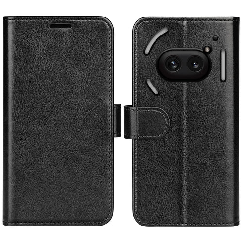 For Nothing Phone (2a) Plus / Phone (2a) Case Crazy Horse Texture PU Leather+TPU Flip Phone Cover - Black - 1