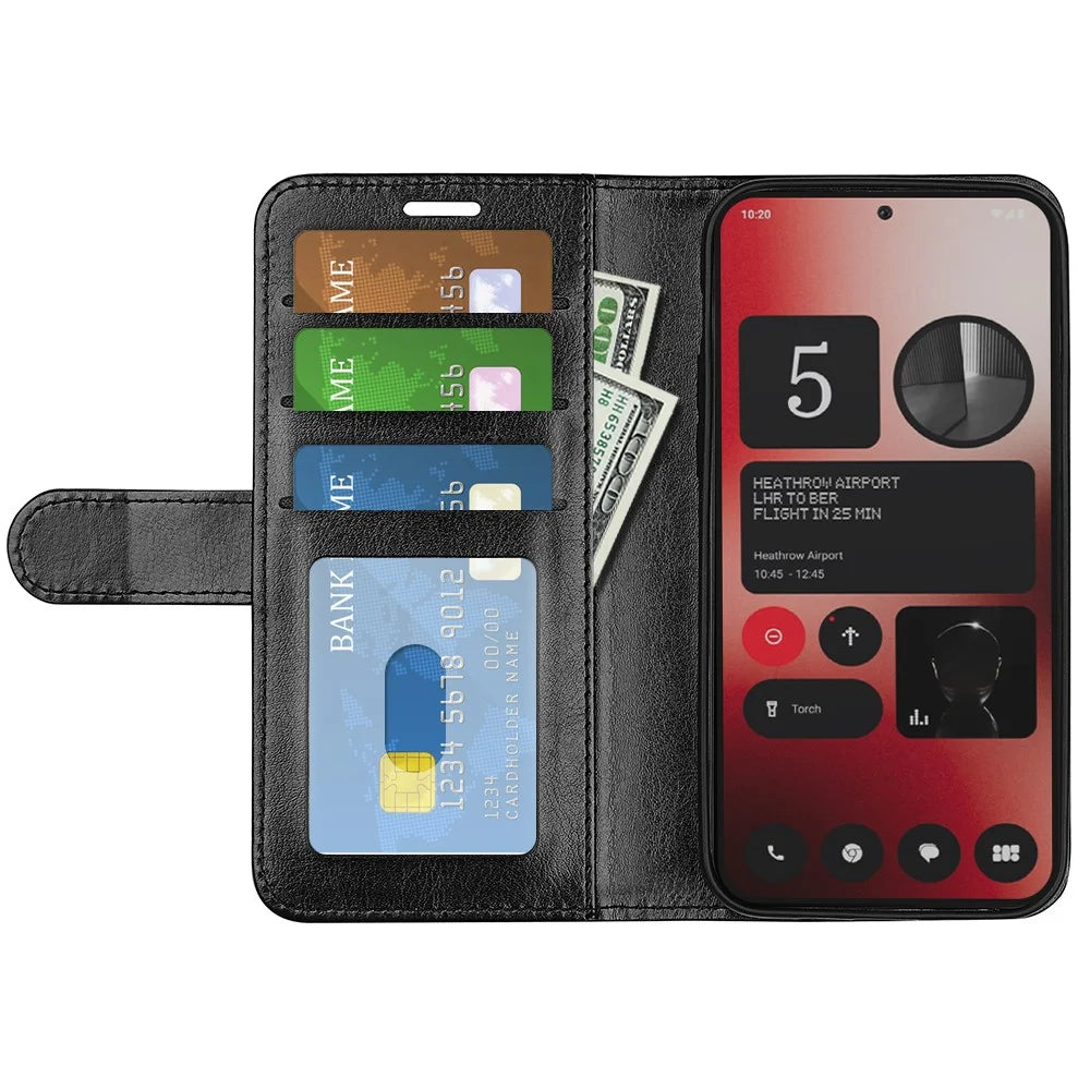 For Nothing Phone (2a) Plus / Phone (2a) Case Crazy Horse Texture PU Leather+TPU Flip Phone Cover - Black - 2