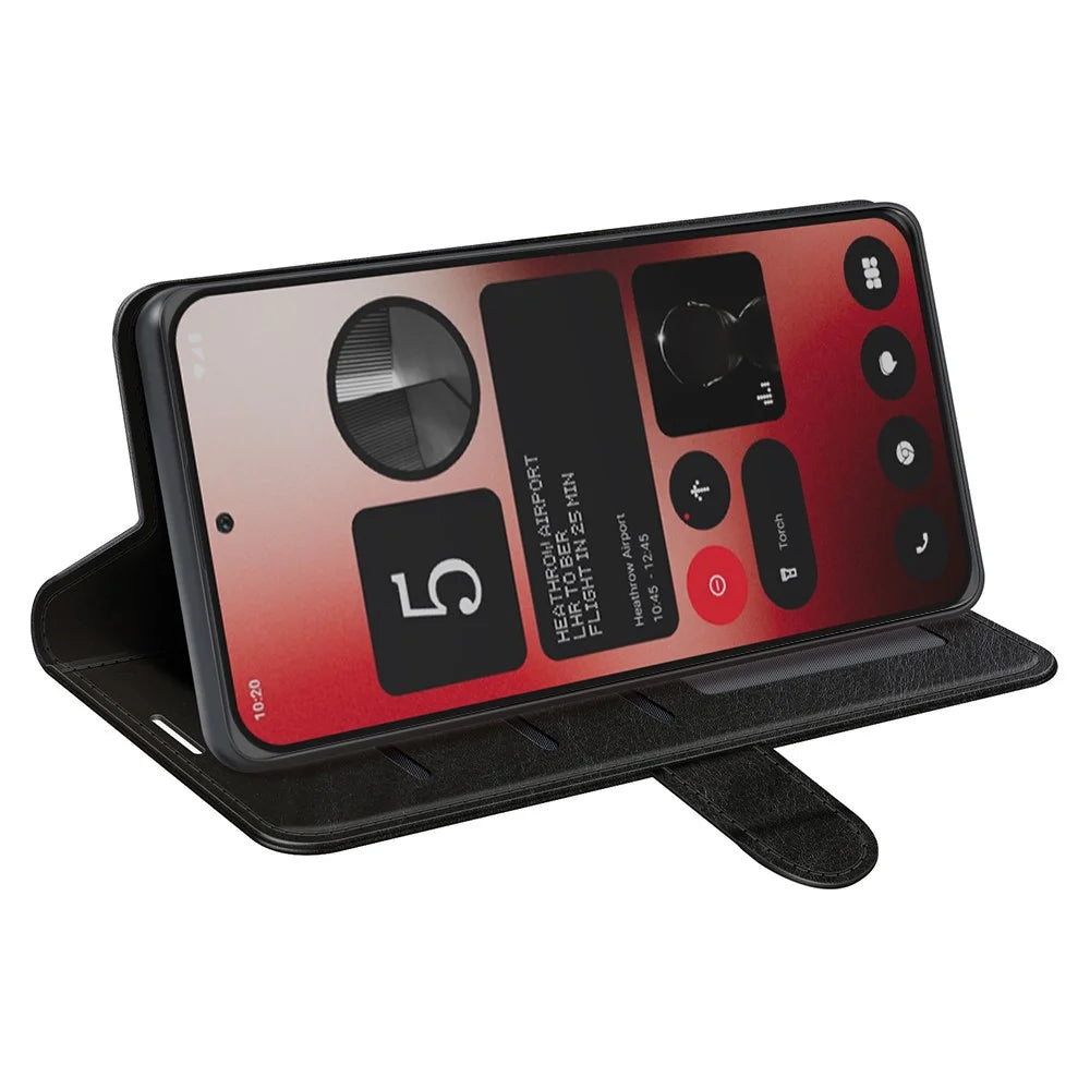 For Nothing Phone (2a) Plus / Phone (2a) Case Crazy Horse Texture PU Leather+TPU Flip Phone Cover - Black - 3