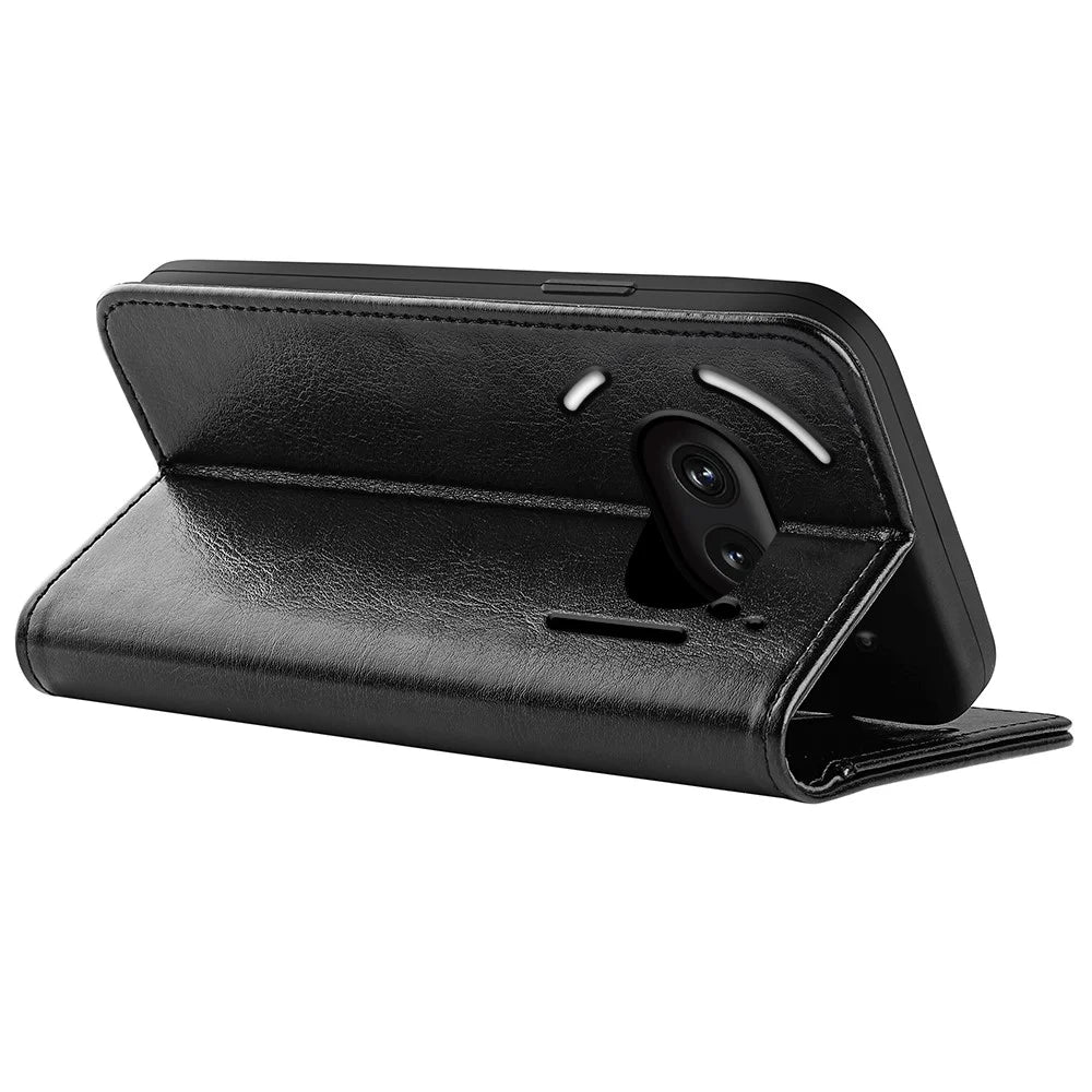 For Nothing Phone (2a) Plus / Phone (2a) Case Crazy Horse Texture PU Leather+TPU Flip Phone Cover - Black - 4