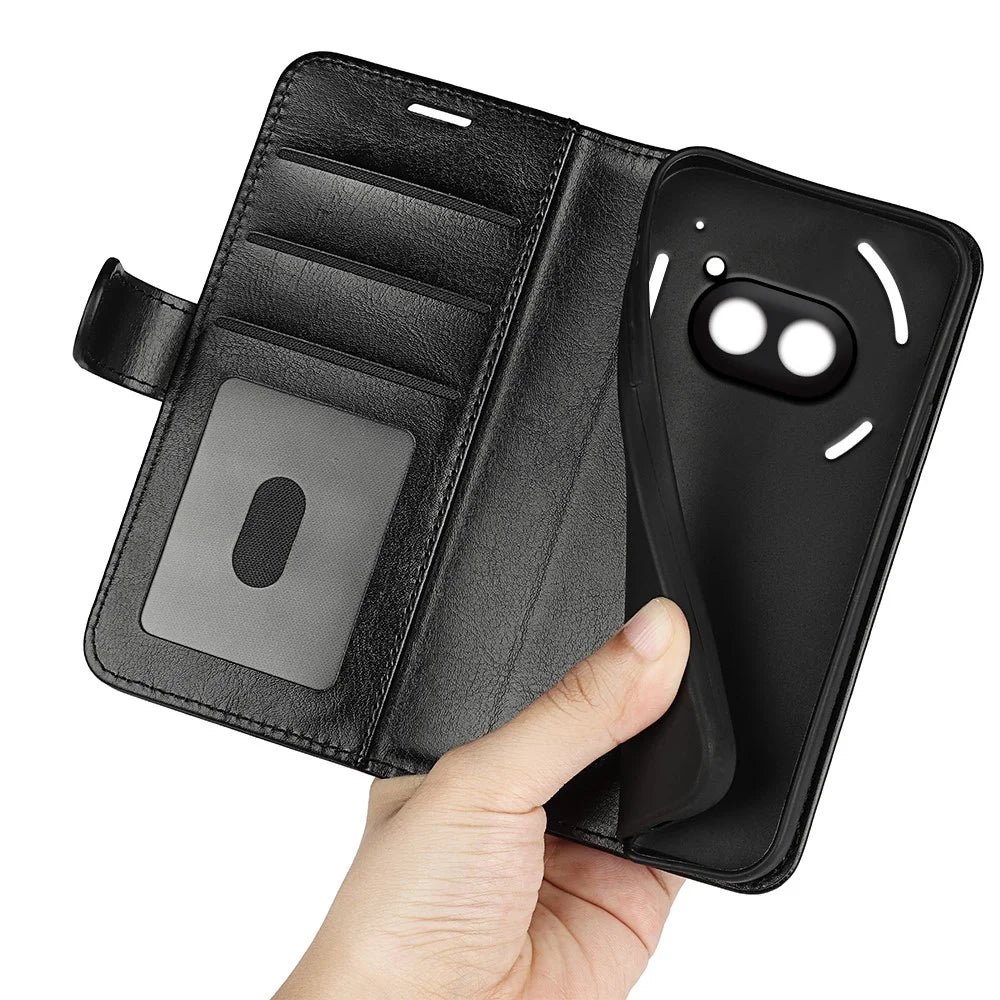 For Nothing Phone (2a) Plus / Phone (2a) Case Crazy Horse Texture PU Leather+TPU Flip Phone Cover - Black - 5