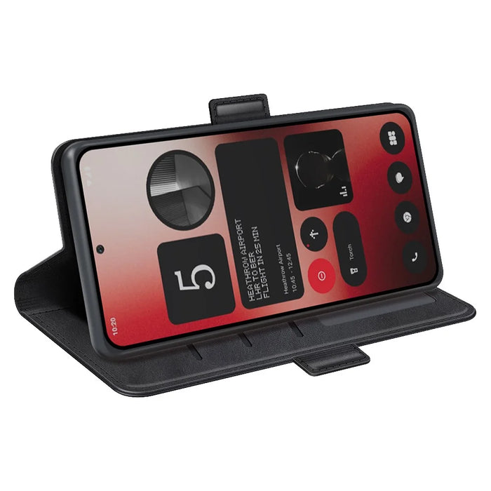 For Nothing Phone (2a) Plus / Phone (2a) Case Leather Adjustable Stand Smart Phone Cover with Dual Magnetic Clasp - Black - 3